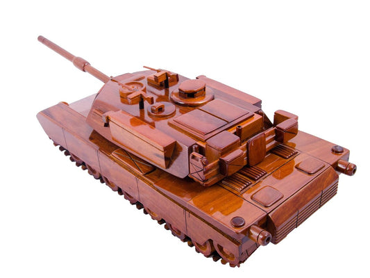 M-1 Abrams Tank wood model, Mahogany wood model handcrafted , Free white turntable