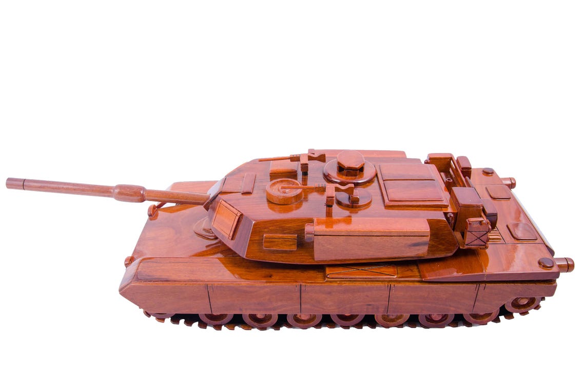 M-1 Abrams Tank wood model, Mahogany wood model handcrafted , Free white turntable