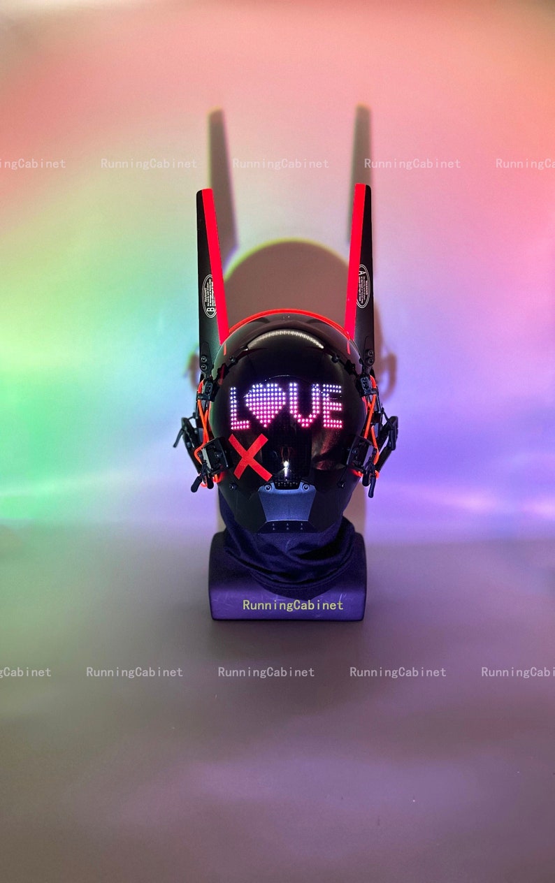 Bluetooth Cyberpunk Bunny Mask | Rave Mask | Cyberpunk Helmet | Techear Mask | Masquerade Mask | Cyberpunk 2077 | Cyberpunk Cosplay Merch