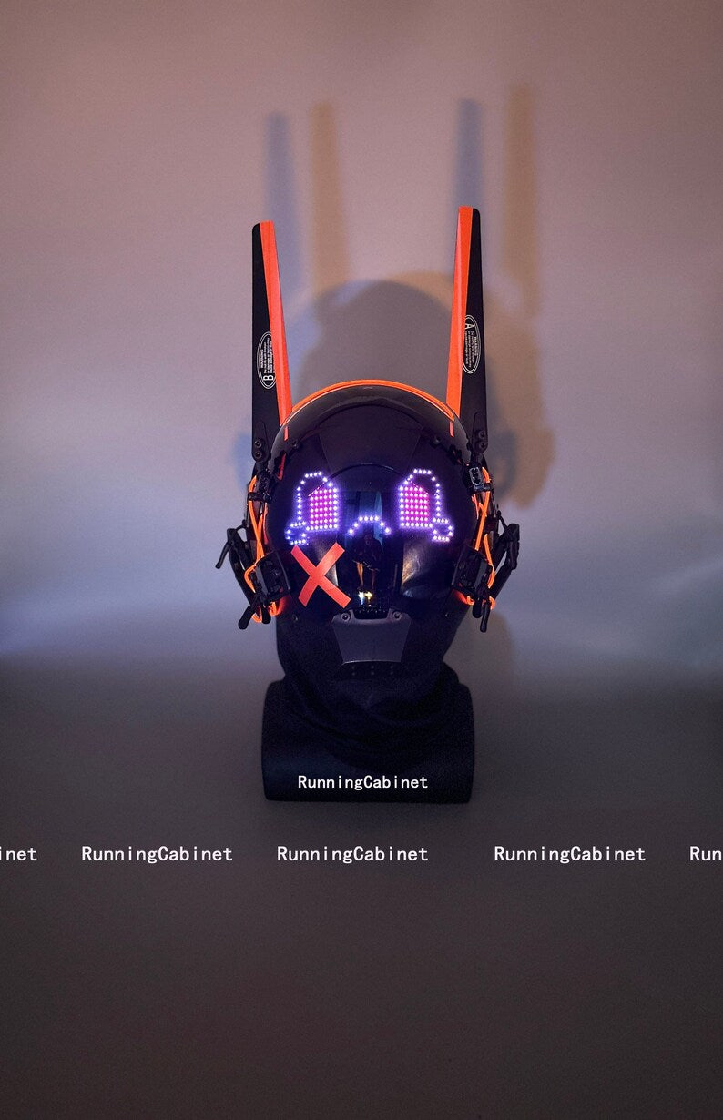 Bluetooth Cyberpunk Bunny Mask | Rave Mask | Cyberpunk Helmet | Techear Mask | Masquerade Mask | Cyberpunk 2077 | Cyberpunk Cosplay Merch