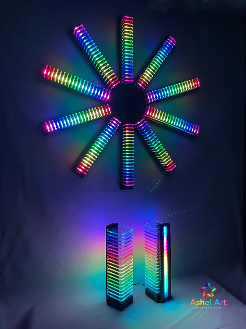 Aesthetic room decor, RGB LED light, sound reactive, modern home floor lamp, gaming mood light, LED art