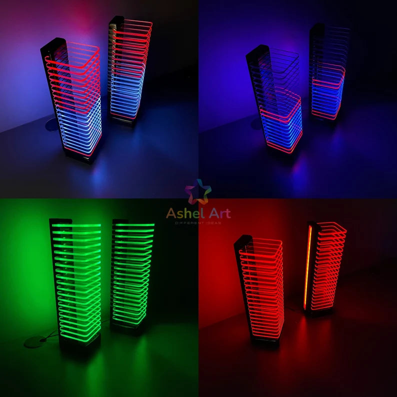 Aesthetic room decor, RGB LED light, sound reactive, modern home floor lamp, gaming mood light, LED art